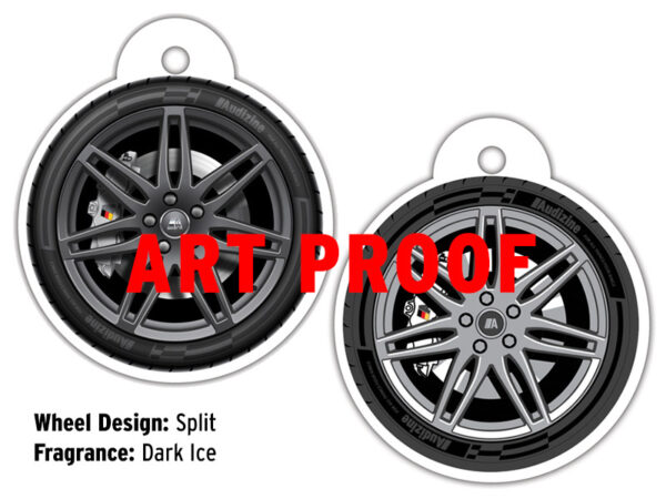 Audizine "Wheel Icons" Air Fresheners, Split in Dark Ice